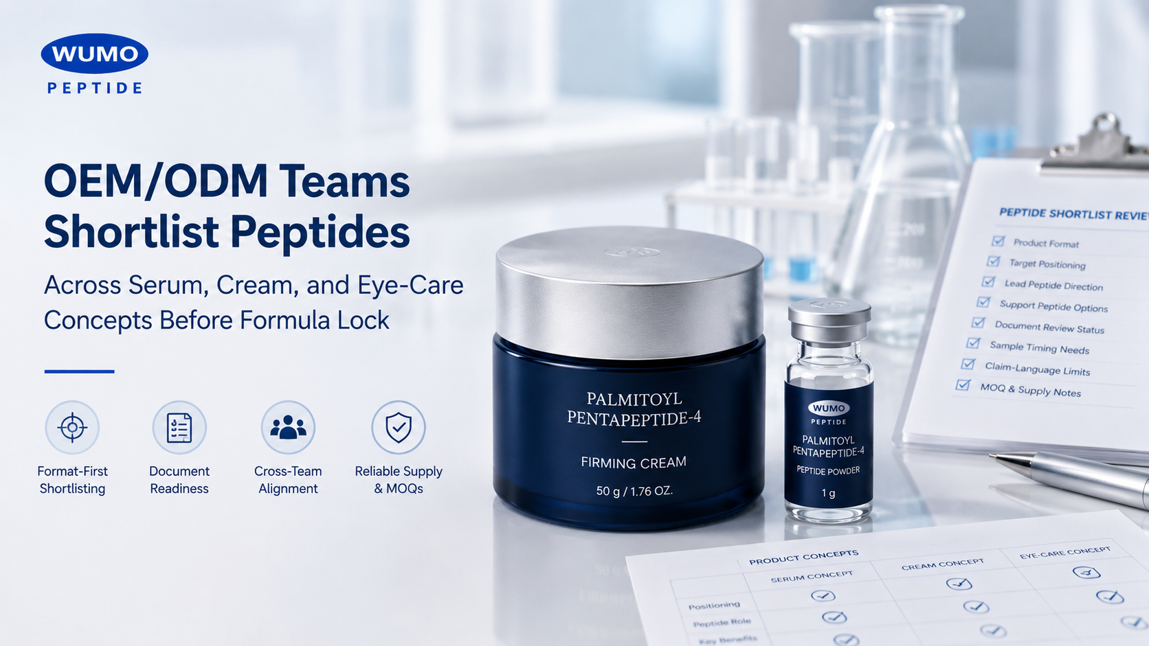 How OEM/ODM Teams Shortlist Peptides Across Serum, Cream, and Eye-Care Concepts Before Formula Lock