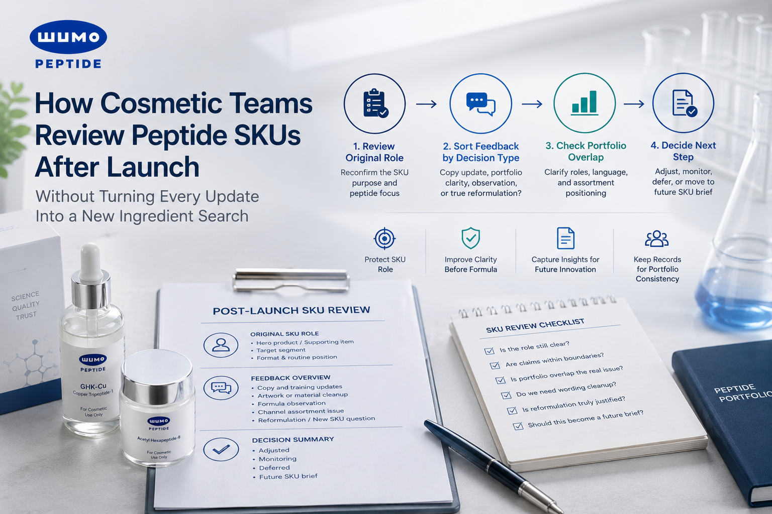 How Cosmetic Teams Review Peptide SKUs After Launch Without Turning Every Update Into a New Ingredient Search
