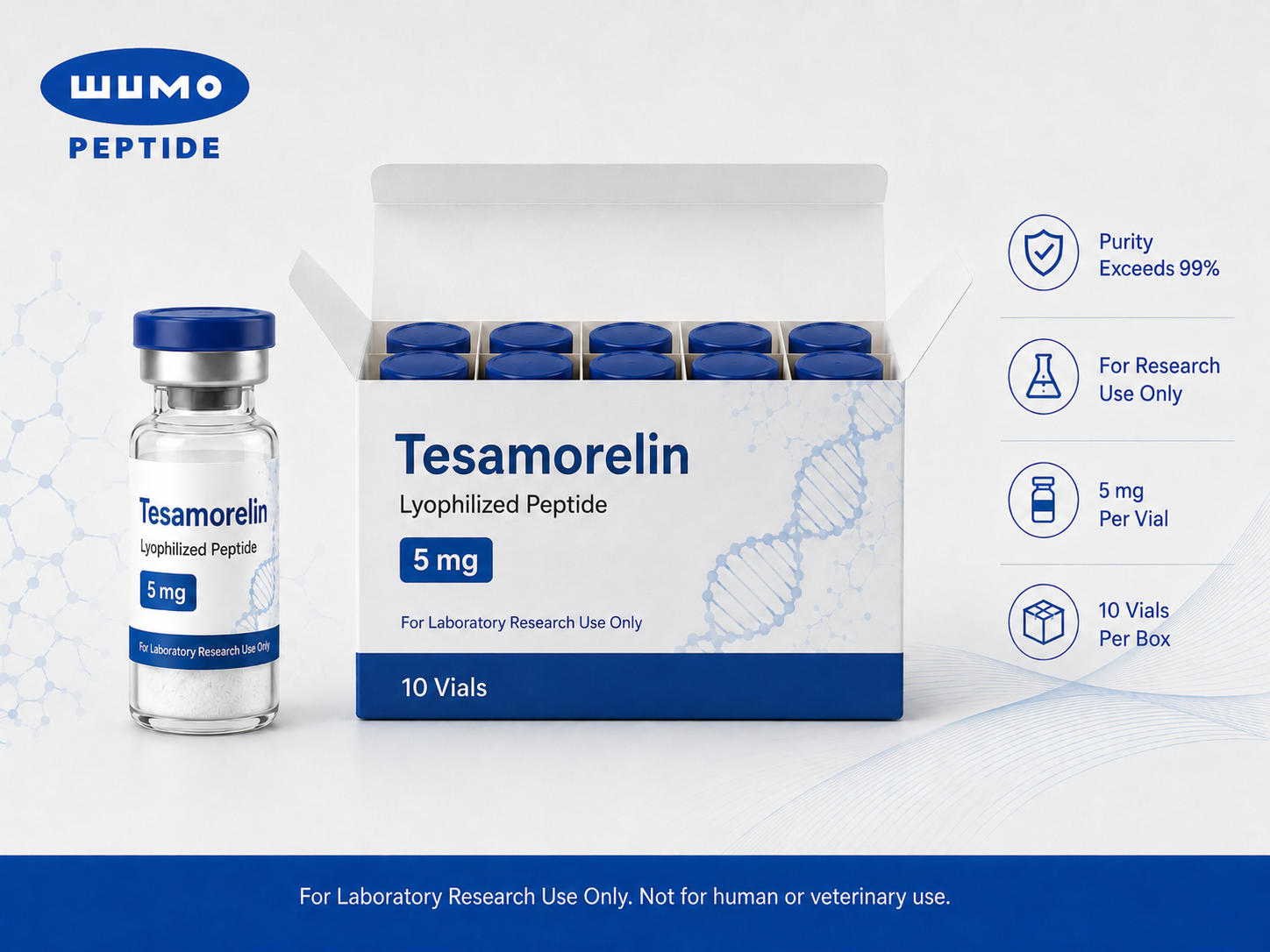 Tesamorelin Acetate (TH9507) — Research-Use Raw Material & Lyophilized Vial image 3